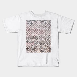 Vintage Mediterranean tiles pattern pink and grey Kids T-Shirt